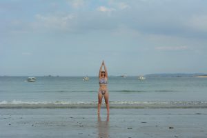 Yoga on the beach in france